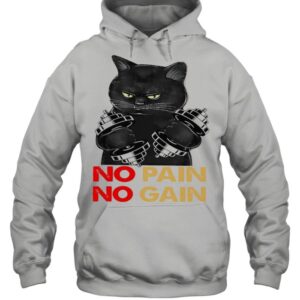 Black cat no pain no gain shirt