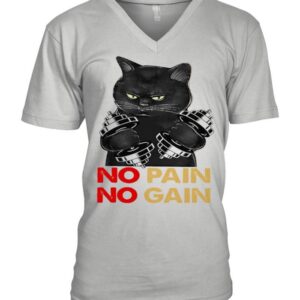 Black cat no pain no gain shirt