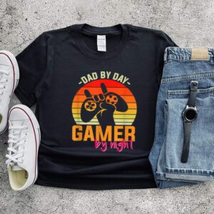 Dad By Day Gamer By Night Retro Sunset hoodie, sweater, longsleeve, shirt v-neck, t-shirt