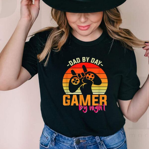 Dad By Day Gamer By Night Retro Sunset hoodie, sweater, longsleeve, shirt v-neck, t-shirts