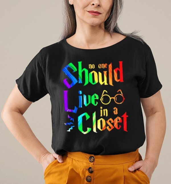 LGBT Harry Potter no one should live in a closet hoodie, sweater, longsleeve, shirt v-neck, t-shirt