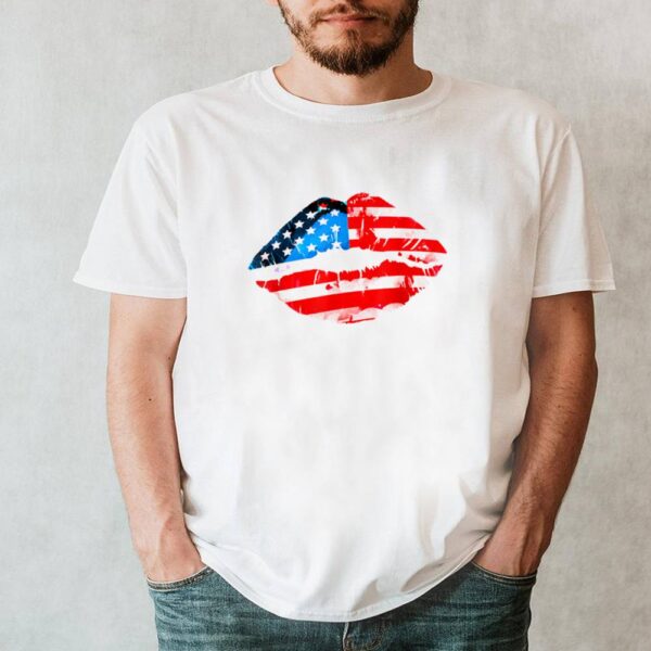 Vintage American Flag Lips 4th Of July Patriotic USA Day T Shirt
