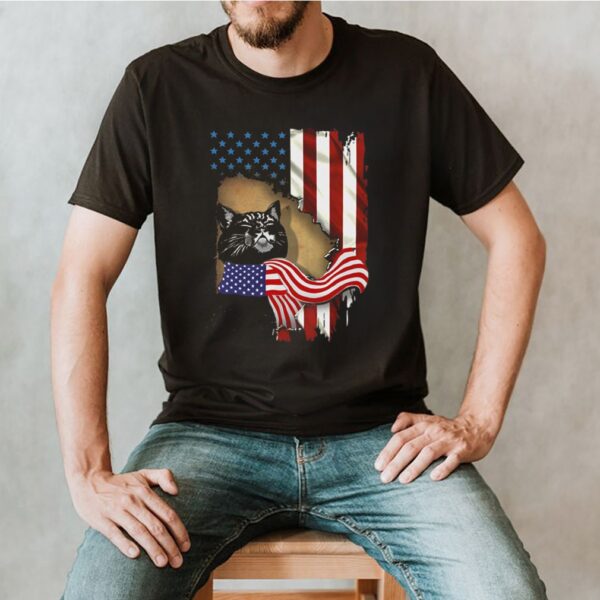 American Flag Cat Inside Shirt