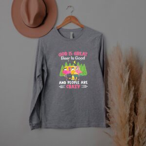 Flamingo camping god is great beer is good and people are crazy shirt