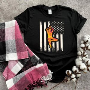 Girl Doing Namaste Pose & American Flag Yoga Flag shirt