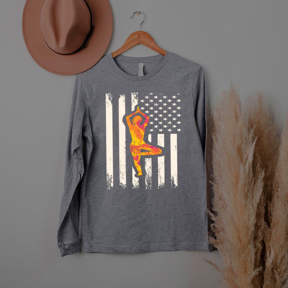 Girl Doing Namaste Pose & American Flag Yoga Flag shirt 5 Girl Doing Namaste Pose & American Flag Yoga Flag shirt