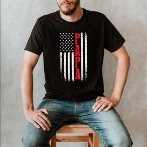 Mens Papa American Flag USA Patriotic Fathers Day T Shirt