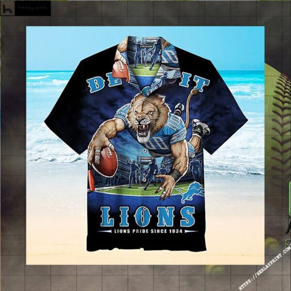 1934 Detroit Lions Nfl Hawaiian Graphic Print Short Sleeve Hawaiian Shirt