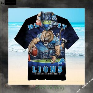 1934 Detroit Lions Nfl Hawaiian Graphic Print Short Sleeve Hawaiian Shirt L