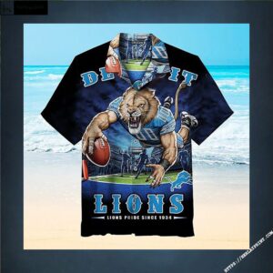 1934 Detroit Lions Nfl Hawaiian Graphic Print Short Sleeve Hawaiian Shirt L