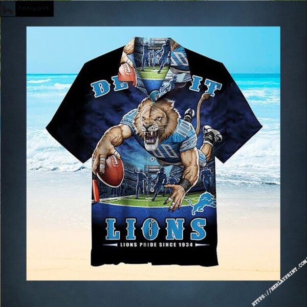 1934 Detroit Lions Nfl Hawaiian Graphic Print Short Sleeve Hawaiian Shirt