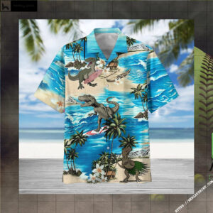 Beach and Surfing Dinosaur Hawaiian Aloha shirt