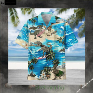 Beach and Surfing Dinosaur Hawaiian Aloha shirt