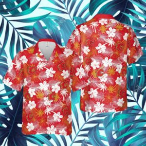 Calgary Flames NHL Hawaii Floral Hawaii Shirt Fireball Button Hawaiian Shirt Summer hoodie, sweater, longsleeve, shirt v-neck, t-shirt 2