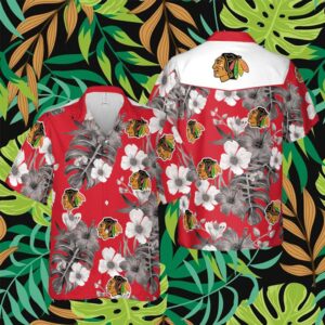 Chicago Blackhawks NHL Hawaii Floral Hawaii Shirt Fireball Button Hawaiian Shirt Summer hoodie, sweater, longsleeve, shirt v-neck, t-shirt Family Summer Summer 3