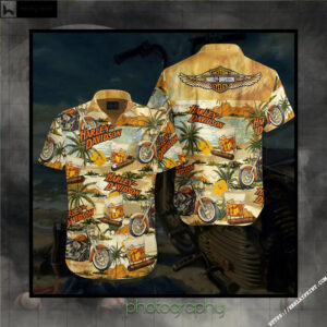 Cigar Har-ley-David-son Hawaiian Aloha shirt