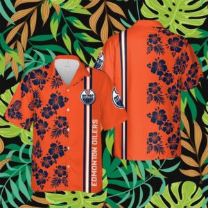 Edmonton Oilers NHL Hawaii Floral Hawaii Shirt Fireball Button Hawaiian Shirt Summer hoodie, sweater, longsleeve, shirt v-neck, t-shirt 2