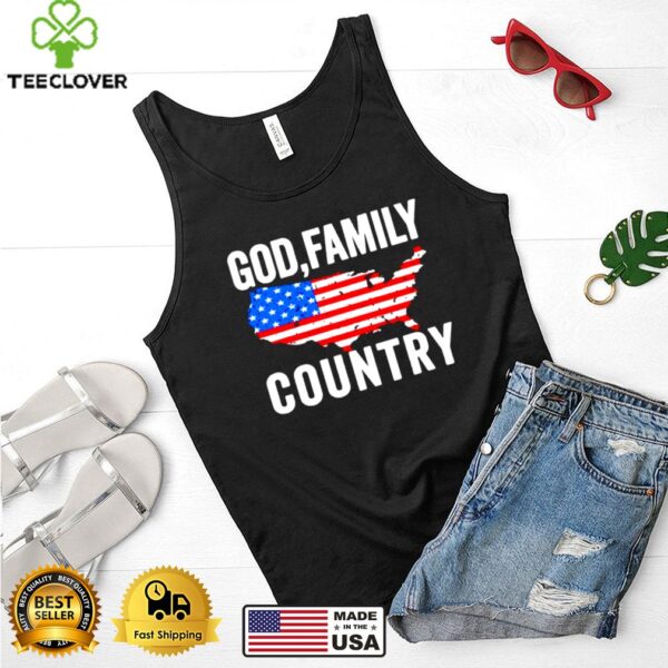 GOD FAMILY COUNTRY Christian American Flag USA Map Shirt