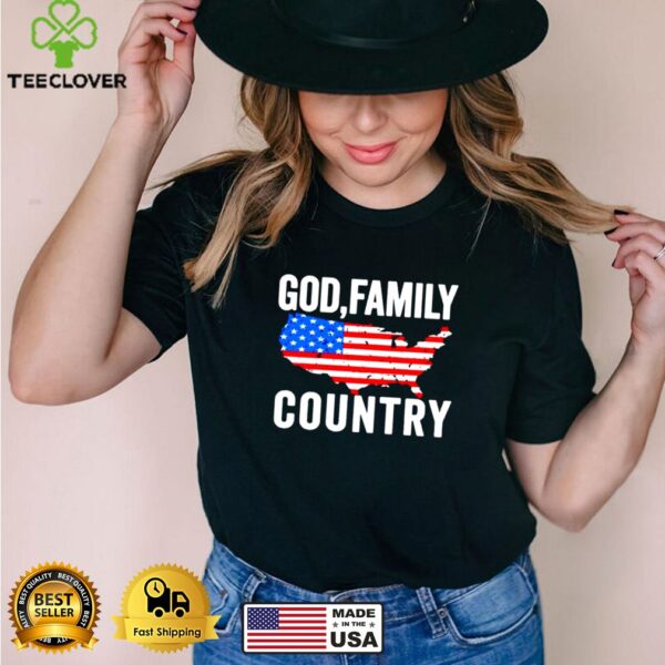 GOD FAMILY COUNTRY Christian American Flag USA Map Shirt