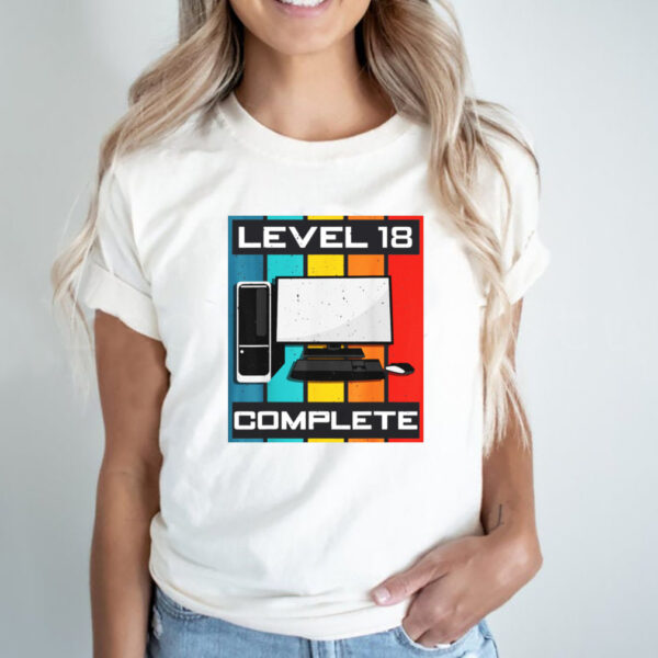 Level 18 Complete I 18th Birthday Computer Gaming hoodie, sweater, longsleeve, shirt v-neck, t-shirt