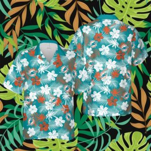 Miami Dolphins NFL Hawaii Floral Hawaii Shirt Fireball Button Hawaiian Shirt 2