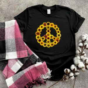 Sunflowers Peace Sign 60s 70s Love Kindness Yellow Sunflower shirt