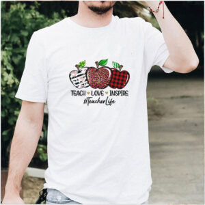 Teacher love inspire teacherlife apples leopard flower hoodie, sweater, longsleeve, shirt v-neck, t-shirt