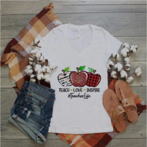 Teacher love inspire teacherlife apples leopard flower hoodie, sweater, longsleeve, shirt v-neck, t-shirt