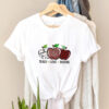Teacher love inspire teacherlife apples leopard flower shirt