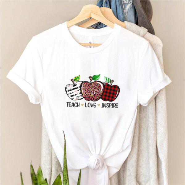 teacher love inspire apples leopard flower hoodie, sweater, longsleeve, shirt v-neck, t-shirt