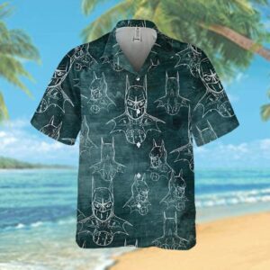 Batman Pattern Uniform Green Hawaiian Hawaiian Shirt