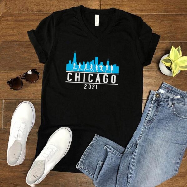 Blue Chicago 2021 Skyline Marathon T hoodie, sweater, longsleeve, shirt v-neck, t-shirt