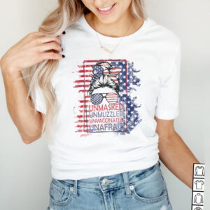 Girl Glasses Unmasked Unmuzzled Unvaccinated Unafraid American flag hoodie, sweater, longsleeve, shirt v-neck, t-shirt