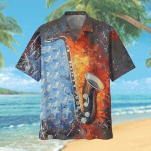 Love Saxophone Musical Instrument Hawaiian Hawaiian Shirt