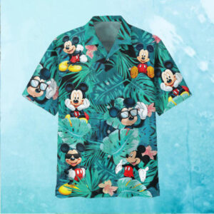 Mickey Mouse Flowers And Leaves Adult Hawaiian Hawaiian Shirt