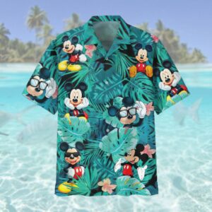 Mickey Mouse Flowers And Leaves Adult Hawaiian Hawaiian Shirt