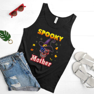 One Spooky Mother Halloween Skull America Flag Scary Witch hoodie, tank top, sweater