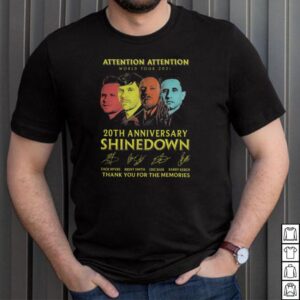Shinedown Attention Attention World Tour 2021 20th anniversary thank you for the memories signatures shirt
