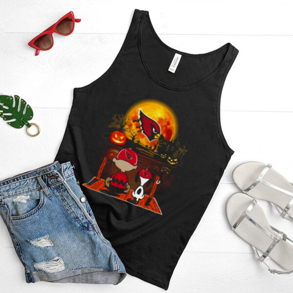 Snoopy and Charlie Brown Pumpkin Arizona Cardinals Halloween Moon shirt