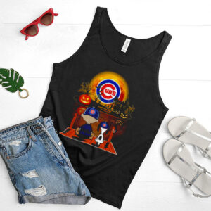 Snoopy and Charlie Brown Pumpkin Chicago Cubs Halloween Moon shirt