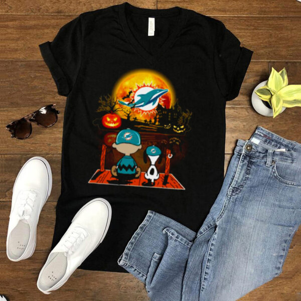 Snoopy and Charlie Brown Pumpkin Miami Dolphins Jackets Halloween Moon hoodie, sweater, longsleeve, shirt v-neck, t-shirt