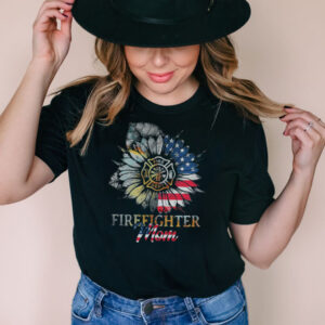 Sunflower Firefighter Mom American Flag shirt 1