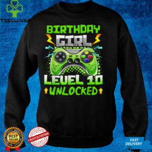 10th Birthday Girl Ten Years Level 10 Unlocked Video Gamer T Shirt