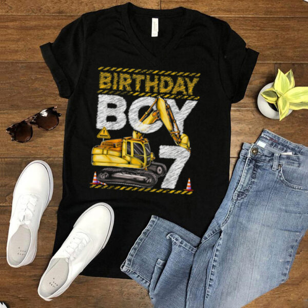 Birthday Boy 7 Construction 7th Birthday Excavator Birthday Shirt