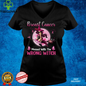 Breast Cancer Messed With The Wrong Pink Witch Hat Halloween T Shirt