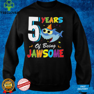 Kids 5 Years Old Boys Girls Gift Shark Jawsome 5th Birthday T Shirt