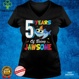 Kids 5 Years Old Boys Girls Gift Shark Jawsome 5th Birthday T Shirt