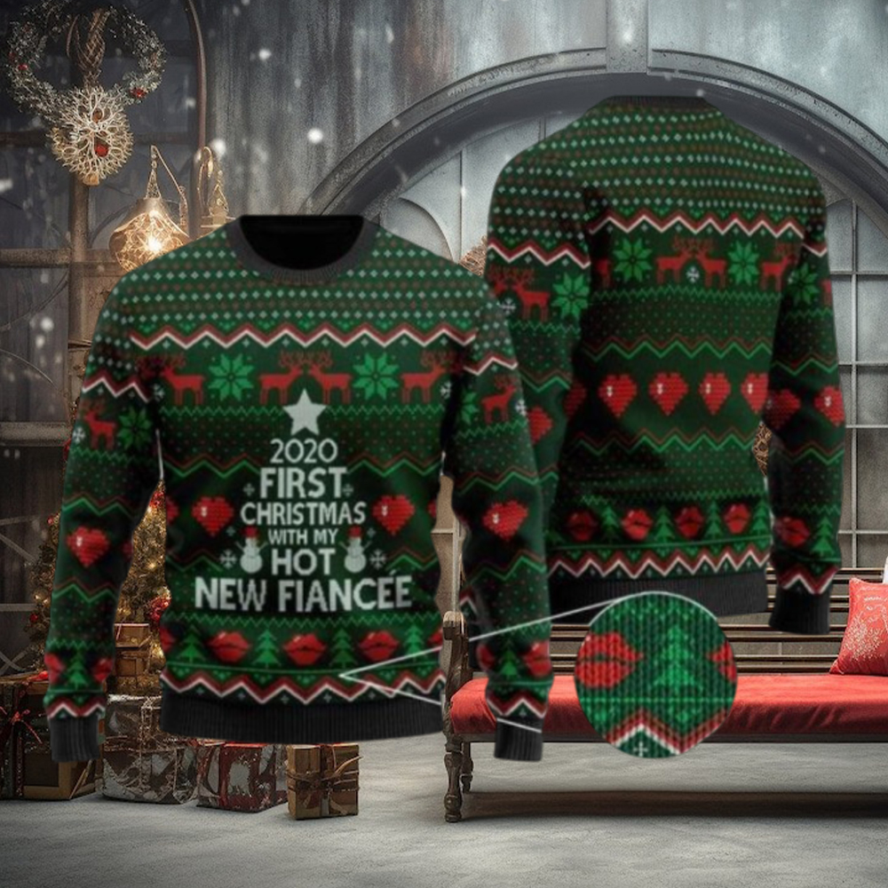 2022 First Christmas With My Hot New Fiancee Christmas Ugly Sweater 2022 First Christmas With My Hot New Fiancee Christmas Ugly Sweater