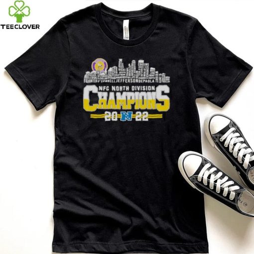 2022 NFC North division Champions Minnesota Vikings Players names city skyline Shirt