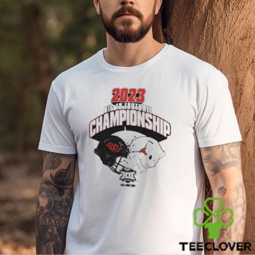 2023 Big 12 Football Championship Oklahoma State Cowboys vs Texas Longhorns Helmet Head To Head Long Sleeve Sweater T Shirt